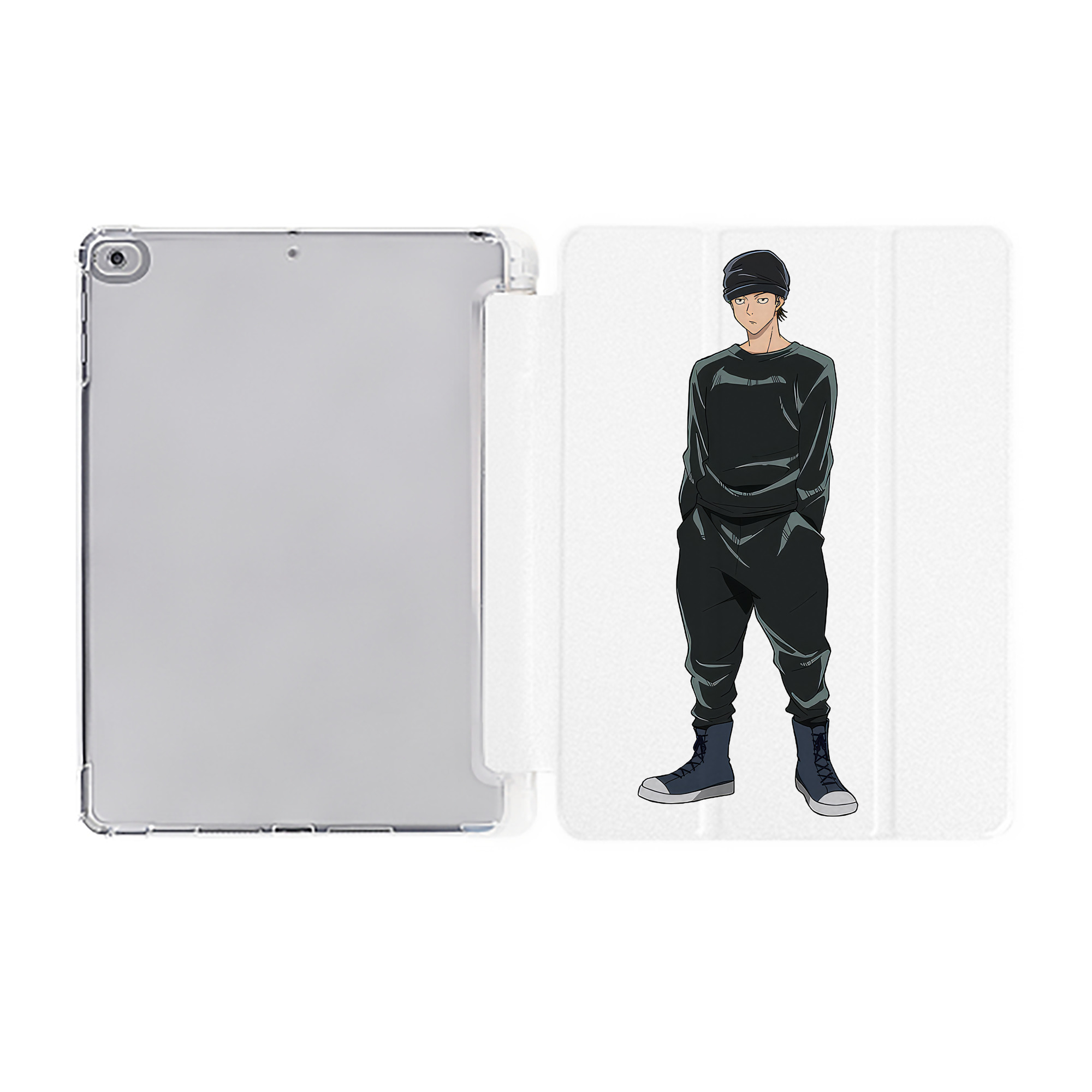 （画像用） 呪術廻戦 Jujutsu Kaisen IPad ケース ペン収納付き 三つ折りスタンド PUレザー×シリコン 対応機種9.5/10.5/10.9インチ